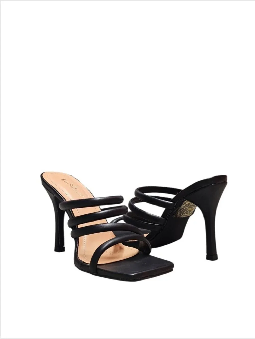 Strappy Black High Heel Sandals With Square Toe Design For Women